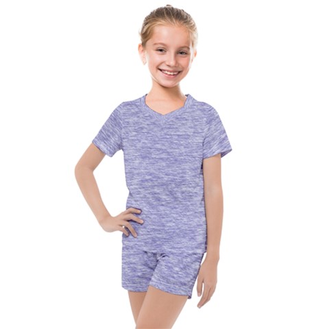 Light Purple Color Textured Kids  Mesh Tee And Shorts Set by SpinnyChairDesigns