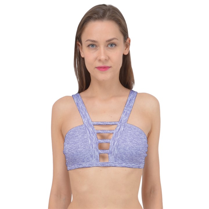 Light Purple Color Textured Cage Up Bikini Top