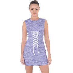 Light Purple Color Textured Lace Up Front Bodycon Dress by SpinnyChairDesigns