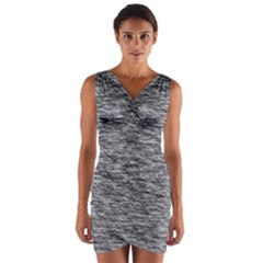 Black White Grey Texture Wrap Front Bodycon Dress by SpinnyChairDesigns