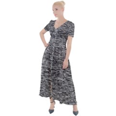 Black White Grey Texture Button Up Short Sleeve Maxi Dress by SpinnyChairDesigns