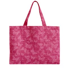 Blush Pink Butterflies Batik Zipper Mini Tote Bag by SpinnyChairDesigns