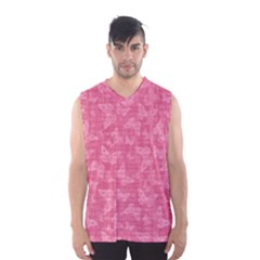 Blush Pink Butterflies Batik Men s Basketball Tank Top by SpinnyChairDesigns