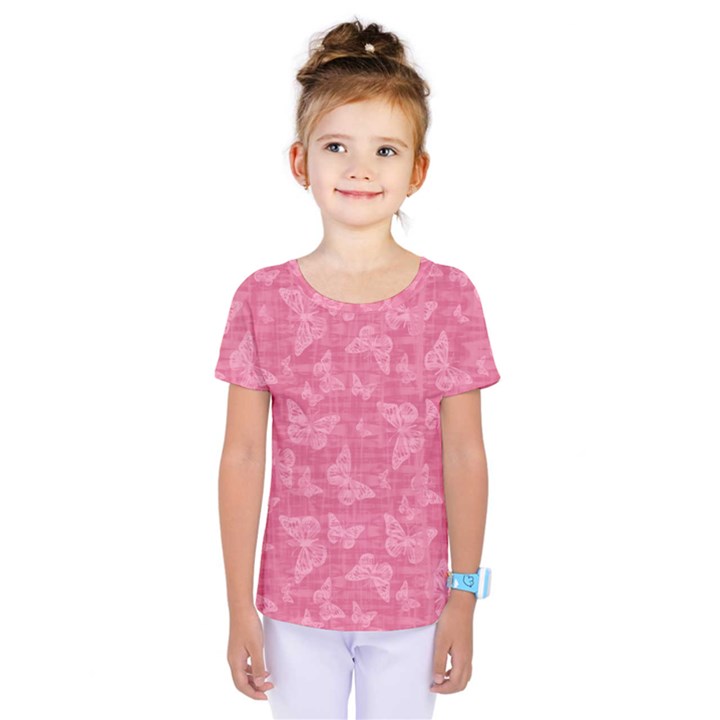 Blush Pink Butterflies Batik Kids  One Piece Tee