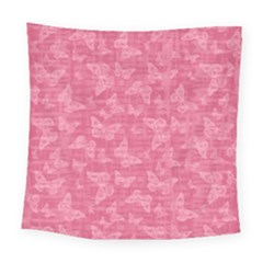 Blush Pink Butterflies Batik Square Tapestry (large) by SpinnyChairDesigns