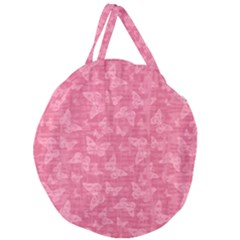 Blush Pink Butterflies Batik Giant Round Zipper Tote by SpinnyChairDesigns