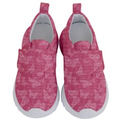 Blush Pink Butterflies Batik Kids  Velcro No Lace Shoes by SpinnyChairDesigns