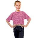 Blush Pink Butterflies Batik Kids Mock Neck Tee View1