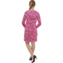 Blush Pink Butterflies Batik Long Sleeve Hoodie Dress View2