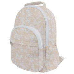 Champagne And White Butterflies Batik Rounded Multi Pocket Backpack by SpinnyChairDesigns