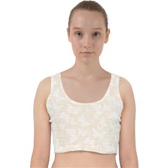 Champagne And White Butterflies Batik Velvet Racer Back Crop Top by SpinnyChairDesigns