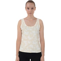 Champagne And White Butterflies Batik Velvet Tank Top by SpinnyChairDesigns