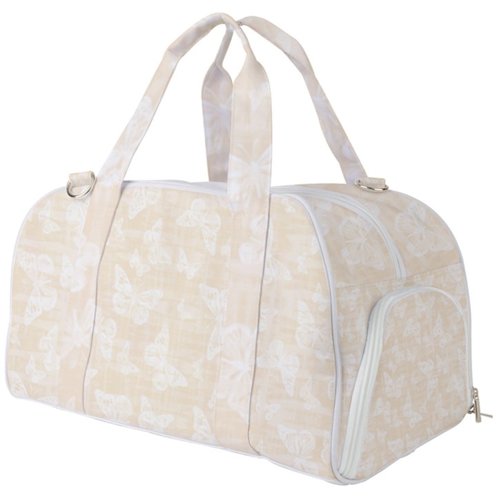 Champagne and White Butterflies Batik Burner Gym Duffel Bag