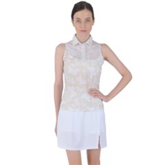 Champagne And White Butterflies Batik Women s Sleeveless Polo Tee by SpinnyChairDesigns