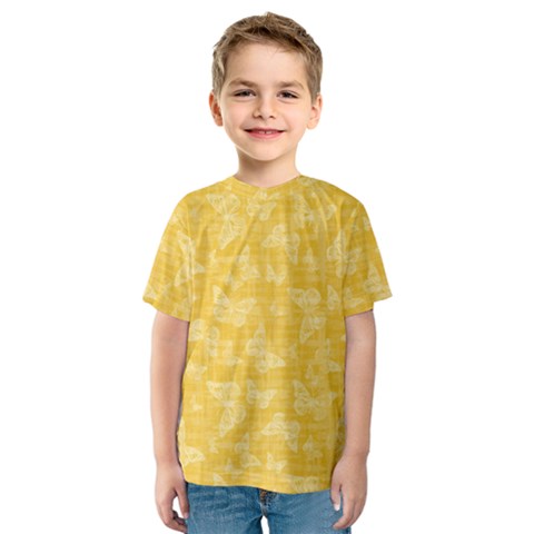 Saffron Yellow Butterflies Batik Kids  Sport Mesh Tee by SpinnyChairDesigns