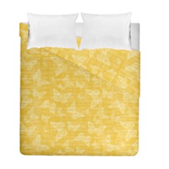 Saffron Yellow Butterflies Batik Duvet Cover Double Side (full/ Double Size) by SpinnyChairDesigns