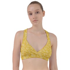 Saffron Yellow Butterflies Batik Sweetheart Sports Bra by SpinnyChairDesigns