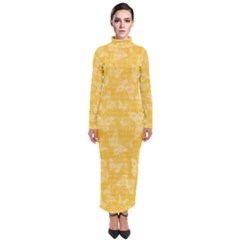 Saffron Yellow Butterflies Batik Turtleneck Maxi Dress by SpinnyChairDesigns