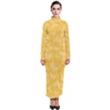 Saffron Yellow Butterflies Batik Turtleneck Maxi Dress View1