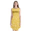 Saffron Yellow Butterflies Batik Sleeveless Chiffon Dress   View1