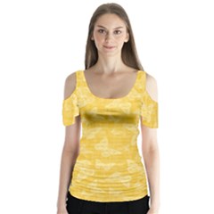 Saffron Yellow Butterflies Batik Butterfly Sleeve Cutout Tee 