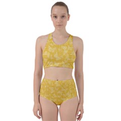 Saffron Yellow Butterflies Batik Racer Back Bikini Set by SpinnyChairDesigns