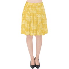 Saffron Yellow Butterflies Batik Velvet High Waist Skirt by SpinnyChairDesigns