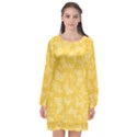 Saffron Yellow Butterflies Batik Long Sleeve Chiffon Shift Dress  View1