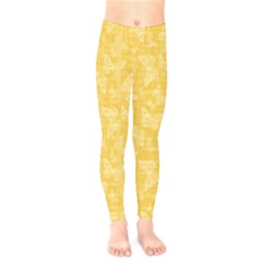 Saffron Yellow Butterflies Batik Kids  Leggings by SpinnyChairDesigns