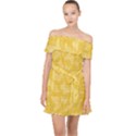 Saffron Yellow Butterflies Batik Off Shoulder Chiffon Dress View1