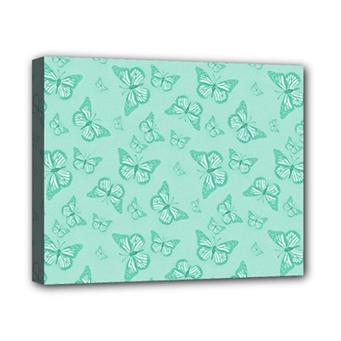 Biscay Green Monarch Butterflies Canvas 10  X 8  (stretched) by SpinnyChairDesigns