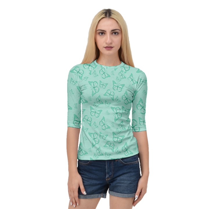 Biscay Green Monarch Butterflies Quarter Sleeve Raglan Tee