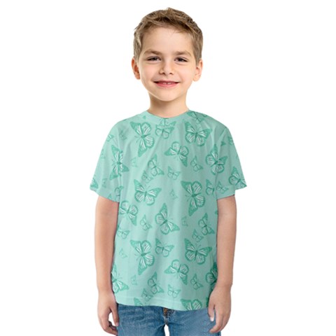 Biscay Green Monarch Butterflies Kids  Sport Mesh Tee by SpinnyChairDesigns