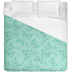 Biscay Green Monarch Butterflies Duvet Cover (king Size) by SpinnyChairDesigns