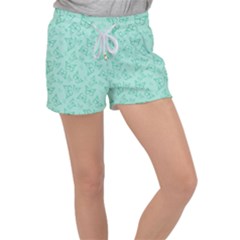 Biscay Green Monarch Butterflies Velour Lounge Shorts by SpinnyChairDesigns