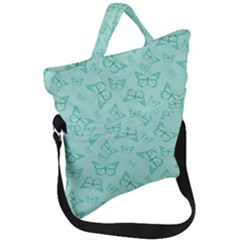 Biscay Green Monarch Butterflies Fold Over Handle Tote Bag by SpinnyChairDesigns