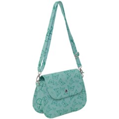 Biscay Green Monarch Butterflies Saddle Handbag by SpinnyChairDesigns