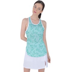 Biscay Green Monarch Butterflies Racer Back Mesh Tank Top by SpinnyChairDesigns