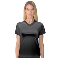 Black Gradient Ombre Color V-neck Sport Mesh Tee