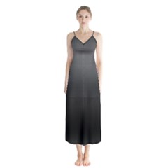 Black Gradient Ombre Color Button Up Chiffon Maxi Dress by SpinnyChairDesigns