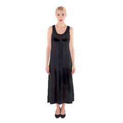 Pitch Black Color Stripes Sleeveless Maxi Dress by SpinnyChairDesigns