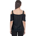 Pitch Black Color Stripes Cutout Shoulder Tee View2