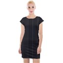 Pitch Black Color Stripes Cap Sleeve Bodycon Dress View1