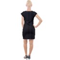 Pitch Black Color Stripes Cap Sleeve Bodycon Dress View2