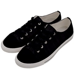 Pitch Black Color Stripes Men s Low Top Canvas Sneakers by SpinnyChairDesigns