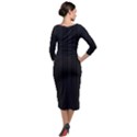 Pitch Black Color Stripes Quarter Sleeve Midi Velour Bodycon Dress View2