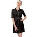 Pitch Black Color Stripes Belted Shirt Dress View1