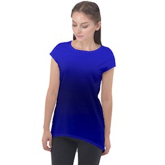 Cobalt Blue Gradient Ombre Color Cap Sleeve High Low Top by SpinnyChairDesigns