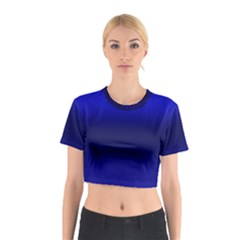 Cobalt Blue Gradient Ombre Color Cotton Crop Top by SpinnyChairDesigns