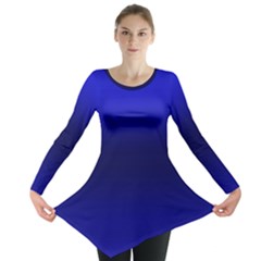 Cobalt Blue Gradient Ombre Color Long Sleeve Tunic  by SpinnyChairDesigns